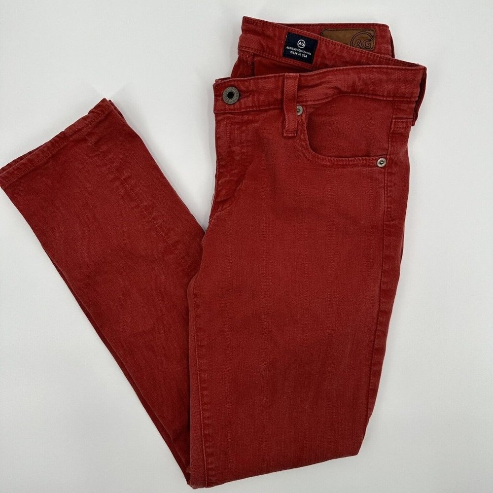 Adriano Goldschmied AG Red Orange The Stevie Slim Straight Ankle Sz‎ 28R